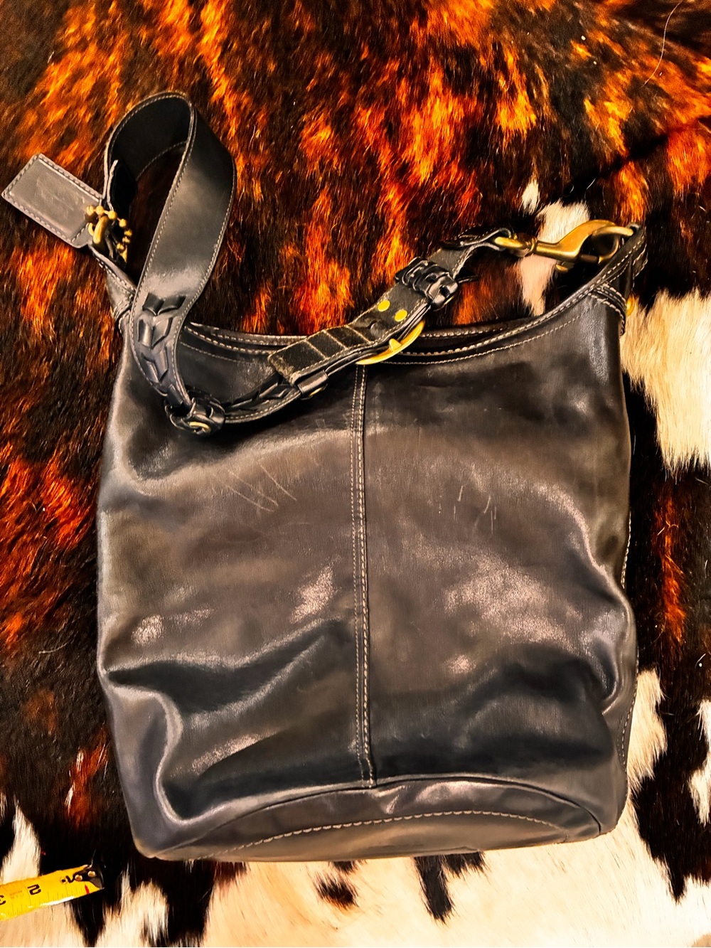 Large leather vintage Coach bucket bag